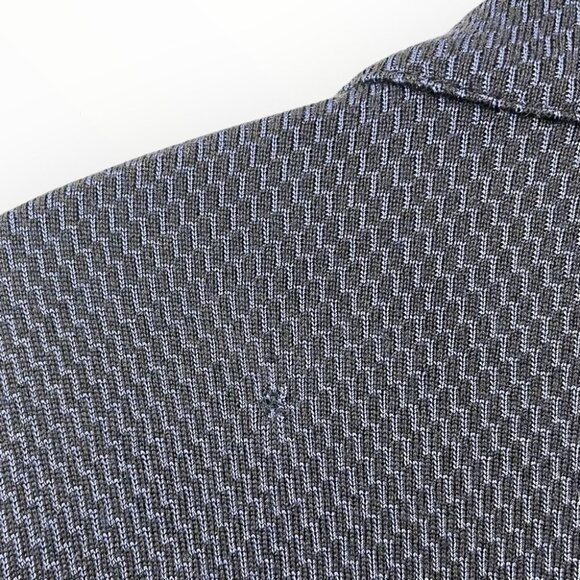 Armani Collezioni Blue Zig Zag Wool Blend Knit Stand Collar Jacket Size XL
